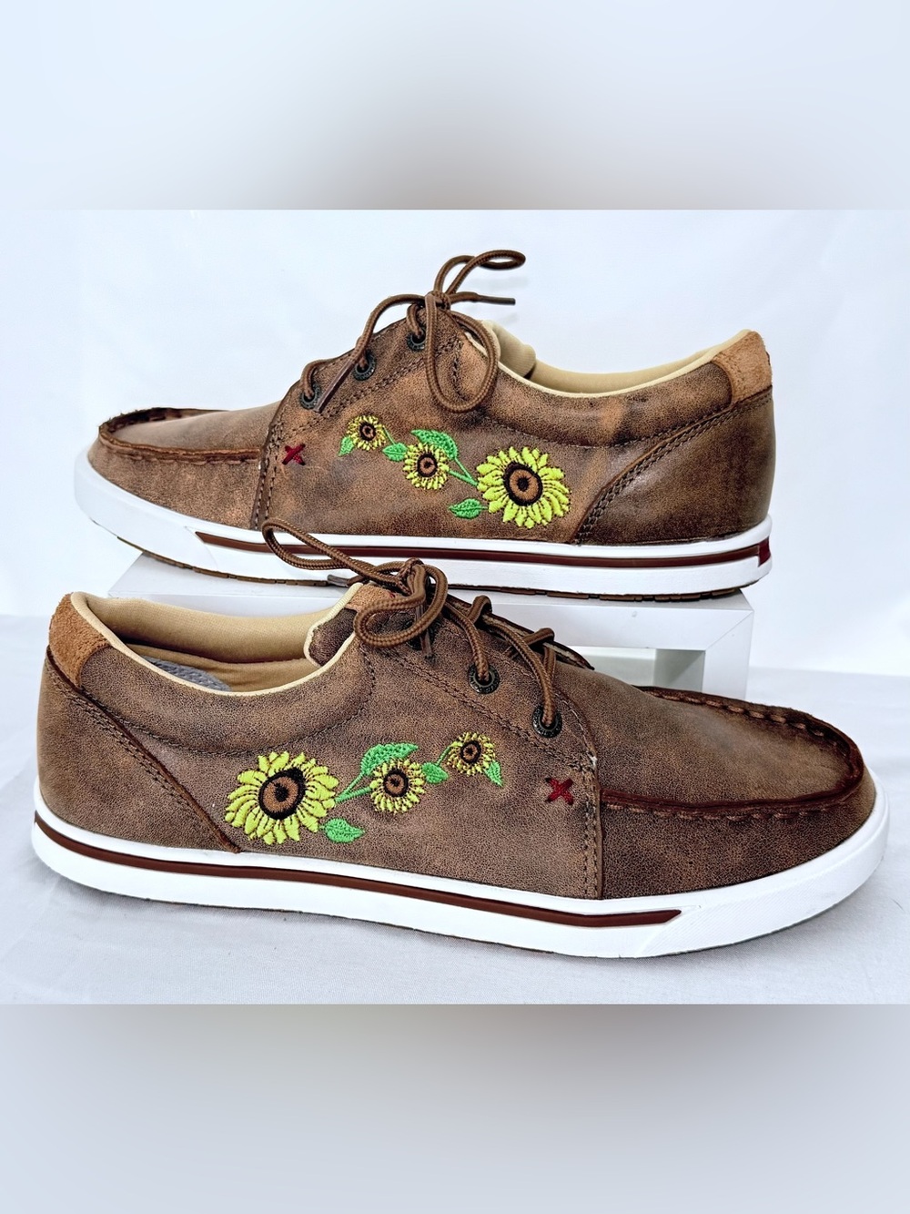 Twisted X Brown Sunflower Embroidered Women’s Casual Flats